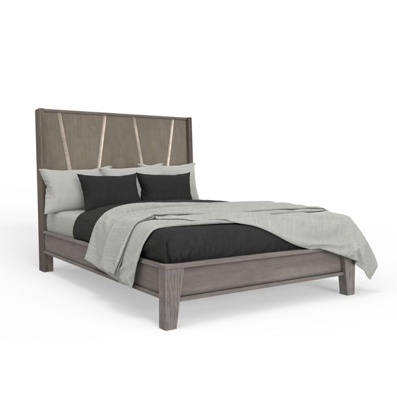 Pemberly Row Contemporary Wood Queen Panel Bed in Moonstone Gray