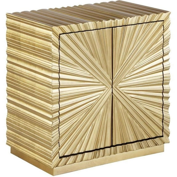 Pemberly Row Contemporary Wood Side Table in Gold Leaf Finish