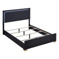 thumbnail image 1 of Pemberly Row Contemporary Wood Twin Bed with LED Lighting Black and Gold, 1 of 7