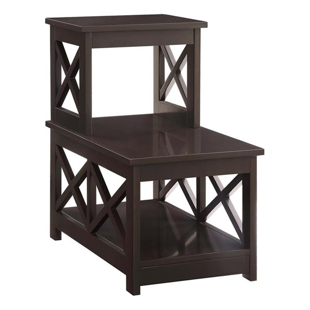 Pemberly Row Contemporary Wood Two-Step Accent End Table in Espresso ...