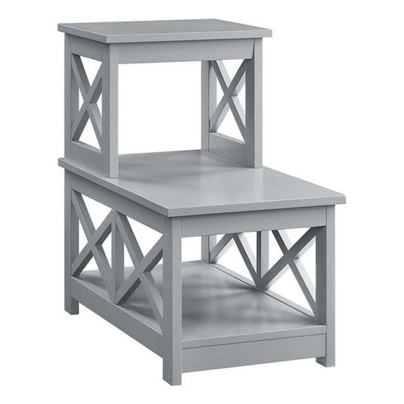 Pemberly Row Contemporary Wood Two-Step Accent End Table in Gray