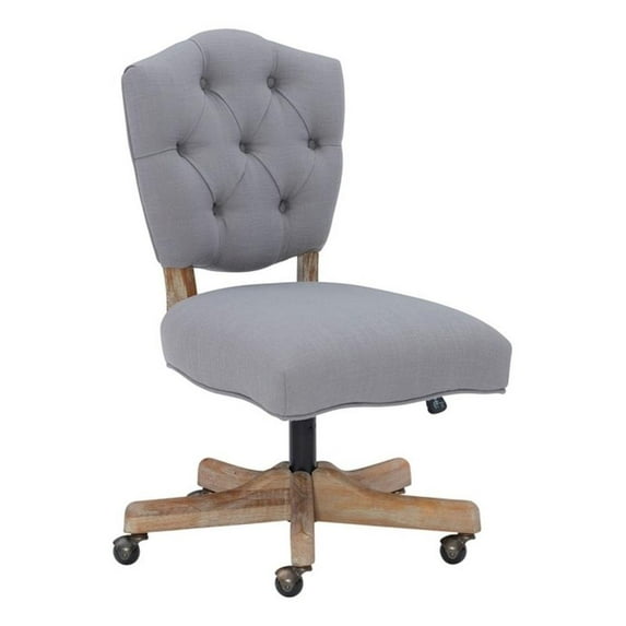 Pemberly Row Contemporary Wood Upholstered Swivel Office Chair in Gray