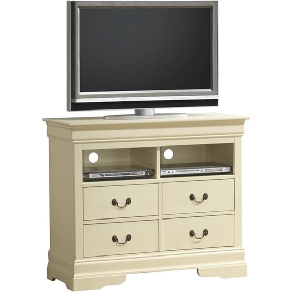 Pemberly Row Contemporary Wood Veneer TV Stand in Beige Finish