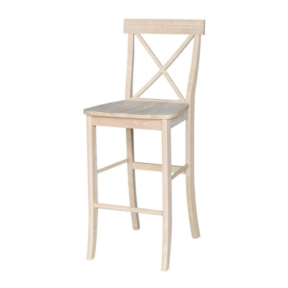 Pemberly Row Contemporary Wood X-Back Stool - 30" Seat Height