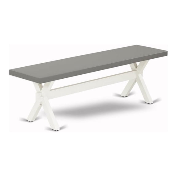 Pemberly Row Contemporary X-Style 15x60" Wood Dining Bench in White/Gray