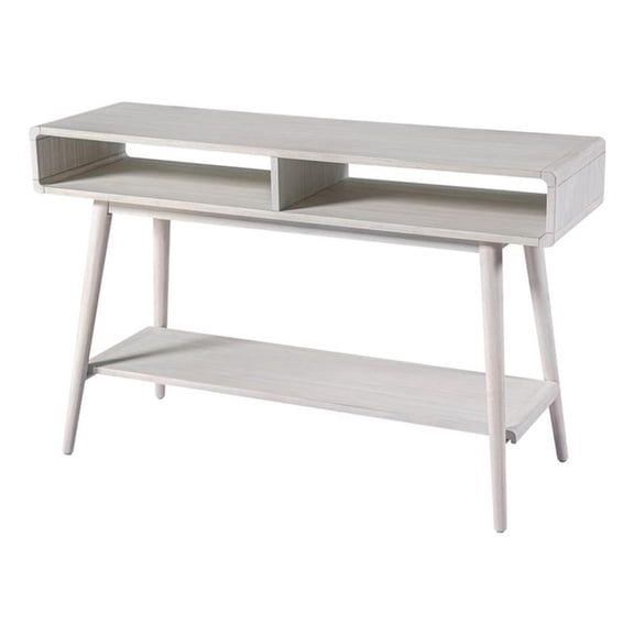 Pemberly Row Contemporary Zebrano Veneer Console Table in Whitewash