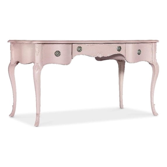 Pemberly Row Contemporary maple Wood Veneers Writing Desk in Pink