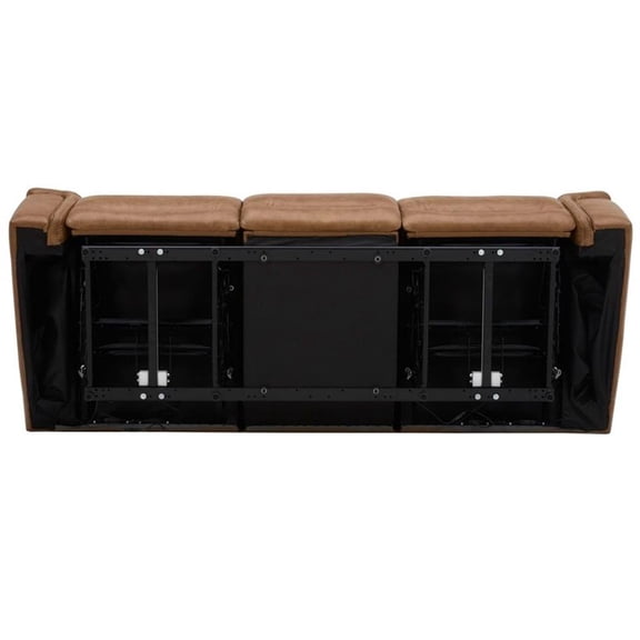 Pemberly Row Cooper Transitional Leather Power Reclining Sofa in Camel