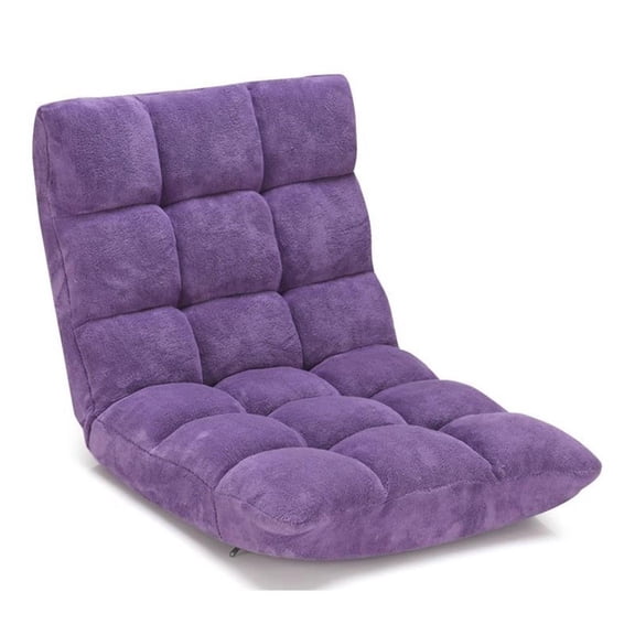 Pemberly Row Coral Velvet Adjustable 14-Position Floor Chair in Purple