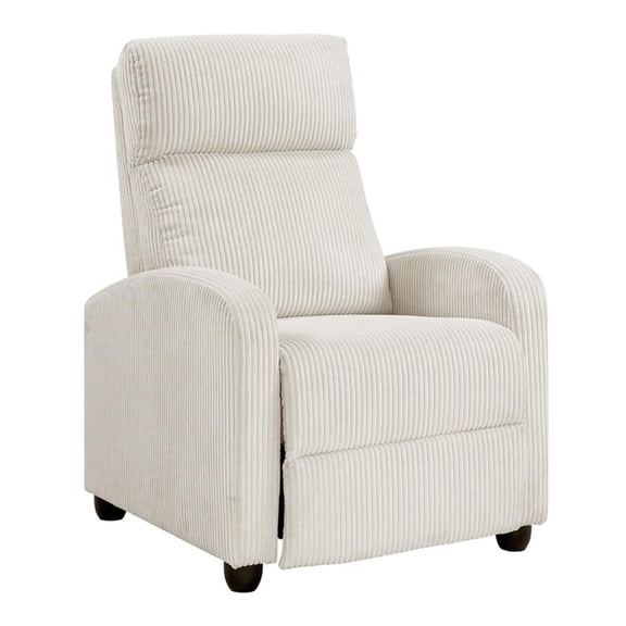 Pemberly Row Corduroy Push Back Reclining Chair 300 lbs in Beige