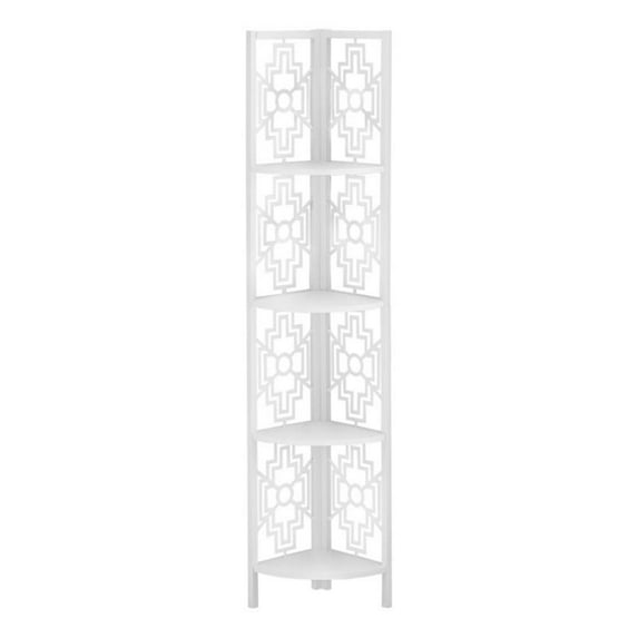 Pemberly Row Corner Bookshelf Etagere 4-Tier 62"H Office/Bedroom Metal White