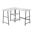 thumbnail image 1 of Pemberly Row Corner Computer Desk 48"L L-Shape Metal White Marble Look, 1 of 5