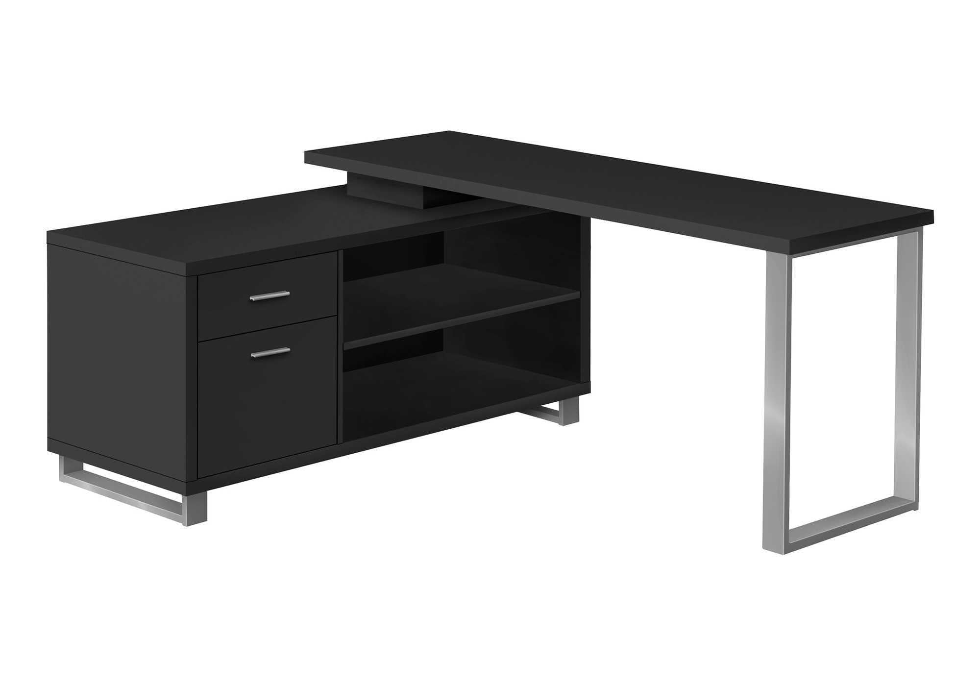 Pemberly Row Corner Computer Desk 72"L L-Shape in Black Laminate