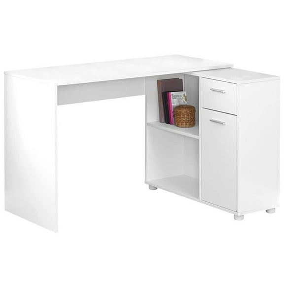 Pemberly Row Corner Computer Desk Home Office 46"L L-Shape Laminate White