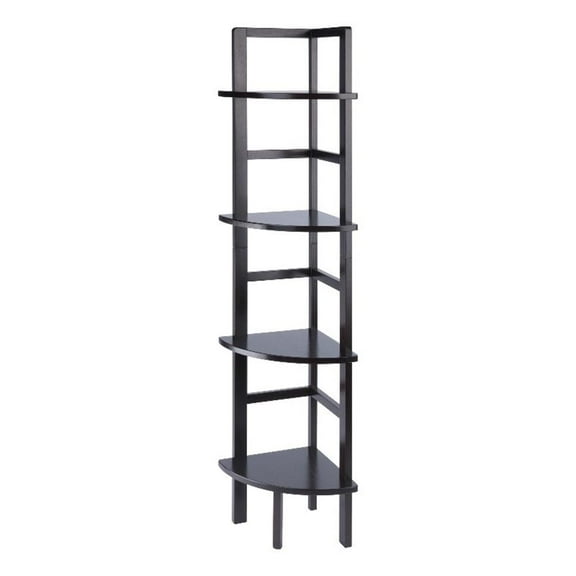 Pemberly Row Corner Transitional Solid Wood Baker's Rack in Coffee