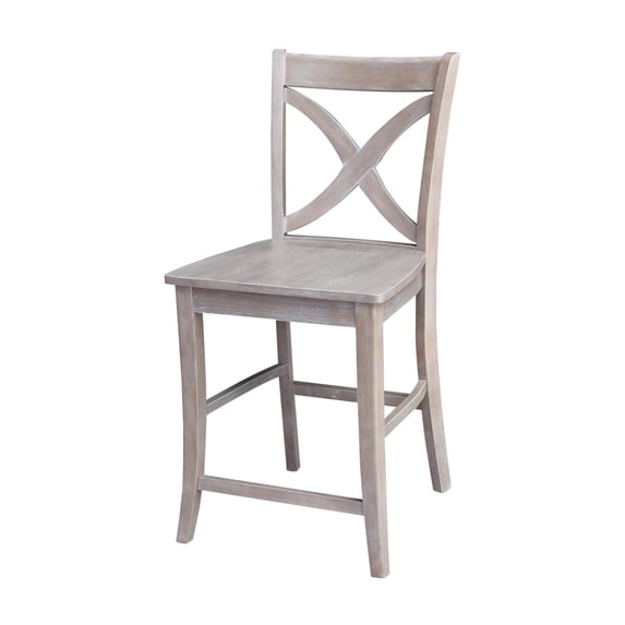 Pemberly Row Cosmo 24" Counter Stool in Weathered Gray