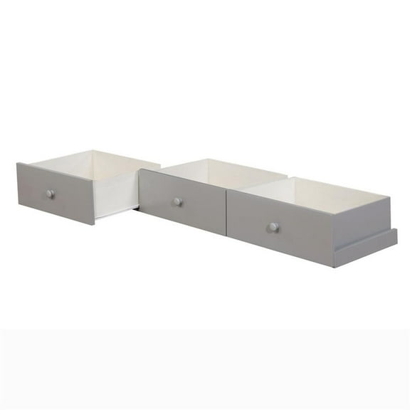 Pemberly Row Cottage Wood Underbed Drawers in Gray (Set of 3)