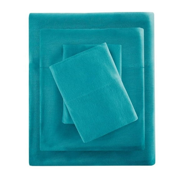 Pemberly Row Cotton Blend Jersey Knit All Season Sheet Set in Teal Full