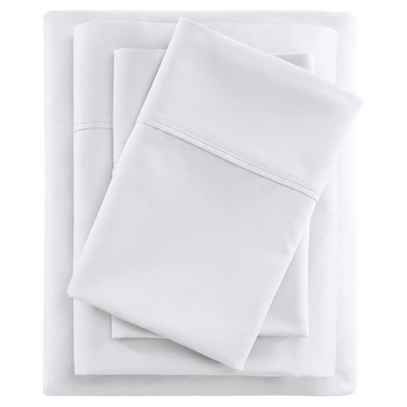 Pemberly Row Cotton and Polyester Sateen Cooling Sheet Sets in White
