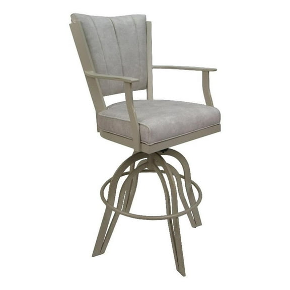 Pemberly Row Counter 26" Swivel BarStool-Outlier Beige Fabric-Beige Frame