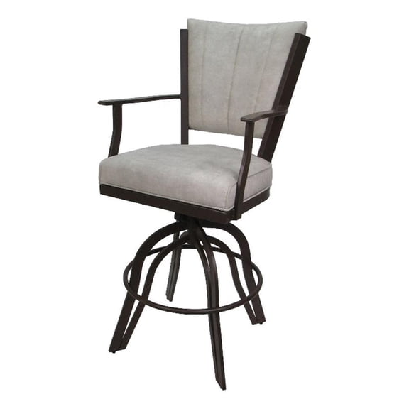 Pemberly Row Counter 26" Swivel BarStool-Outlier Beige Fabric-Brown Frame