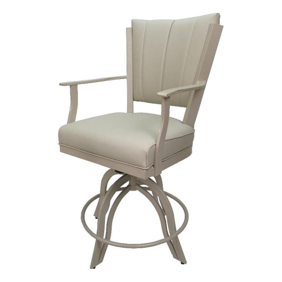 Pemberly Row Counter 26" Swivel Metal Bar Stool-Ocean Beige Vinyl-Beige Frame