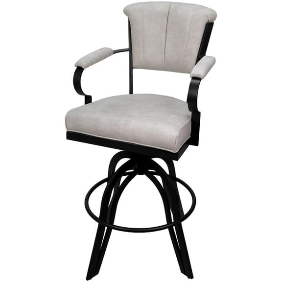 Pemberly Row Counter 26" Swivel Tilt Bar Stool in Smoke Fabric w/ Black Frame