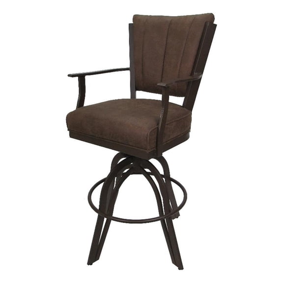 Pemberly Row Counter 26" SwivelBarStool-Northwest Whiskey BrownFabric-BrownFrame