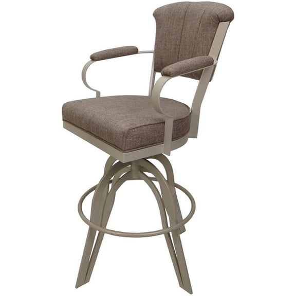 Pemberly Row Counter Height 26" Swivel Tilt Bar Stool in Beige Fabric & Beige
