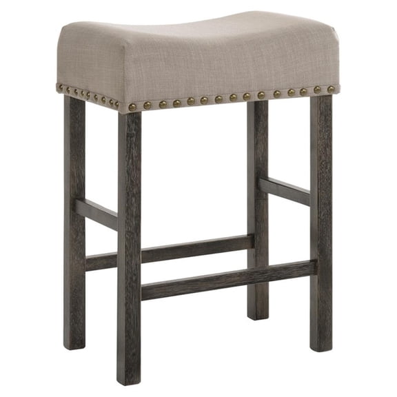 Pemberly Row Counter Height Stool in Tan Linen and Weathered Gray (Set of 2)