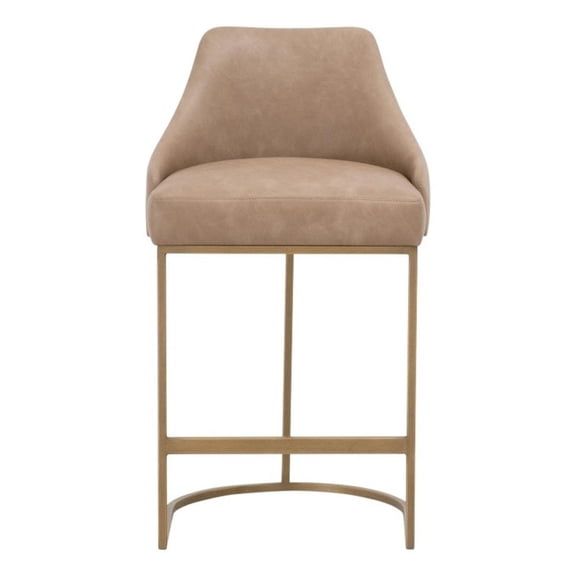 Pemberly Row Counter Stool Set of 2 19"W in Tan Vegan Leather