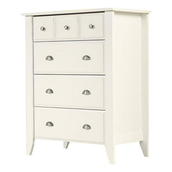 Pemberly Row Country Rustic 4 Drawer Storage Chest Dresser in Soft White