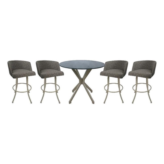 Pemberly Row Crackle Glass Metal Pub Set 26" Swivel Counter Stools Grey in Beige