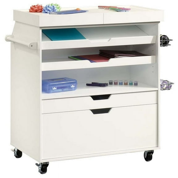 Pemberly Row Craft Cart in Soft White
