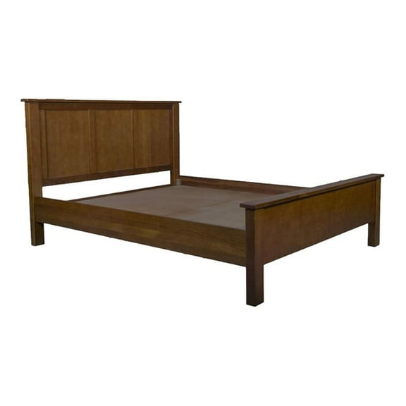 Pemberly Row Craftsman Mission Solid Wood King Panel Bed in Walnut