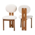 thumbnail image 1 of Pemberly Row Cream Fabric and Brown Wood 2-Piece Dining Chair Set, 1 of 9