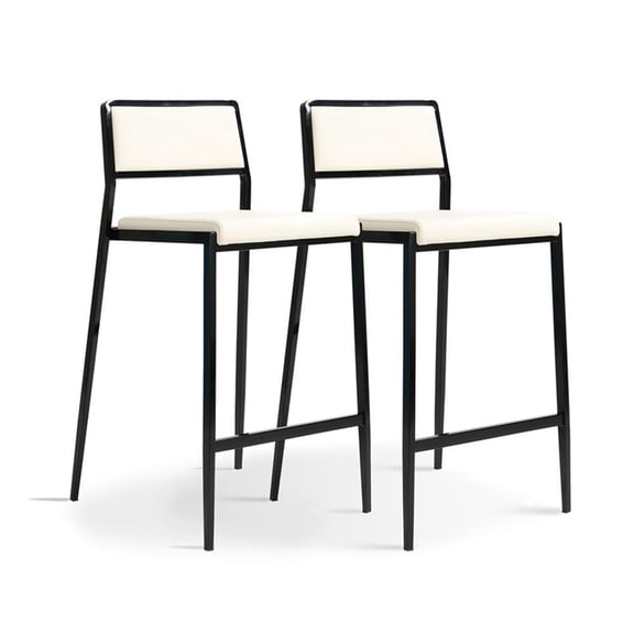 Pemberly Row Cream Performance Vegan Leather Stackable Stool - Set of 2