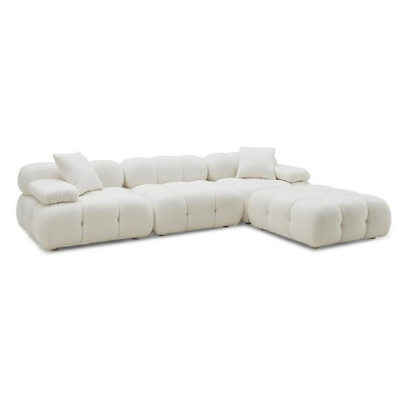 Pemberly Row Cream Vegan Shearling 4-piece Modular Sectional
