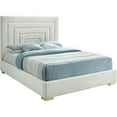 thumbnail image 1 of Pemberly Row Cream Velvet Queen Bed with Gold/Chrome Legs Included, 1 of 12
