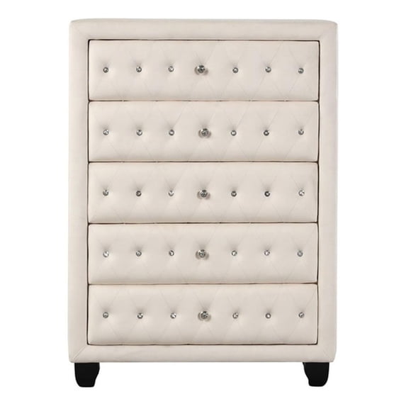Pemberley Row Wood Cream 5-Drawer Chest Vertical Modern