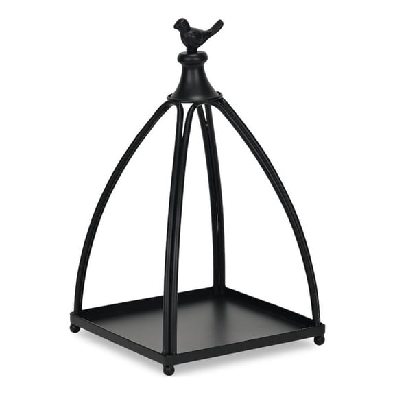 Pemberly Row Curved Mini Table Lantern with Bird Accent in Black