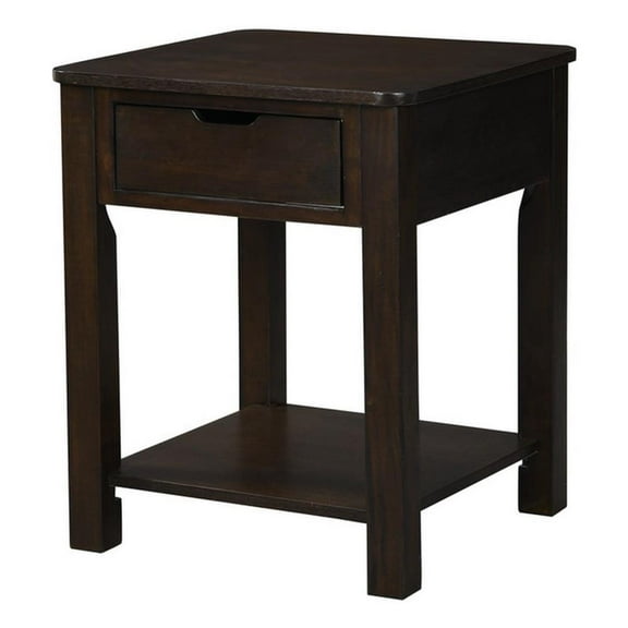 Pemberly Row Dark Brown Engineered Wood End Table with Drawer