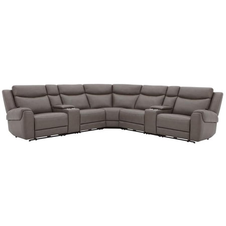Pemberly Row Dark Granite 7 Piece Modular Power Reclining Sectional