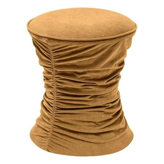 Pemberly Row Dark Terracotta Ruched Velvet Adjustable Ottoman