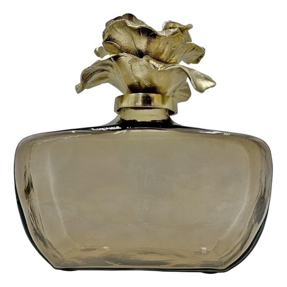 Pemberly Row Decorative Handmade Aluminum & Glass Perfume Bottle Sculpture Gold