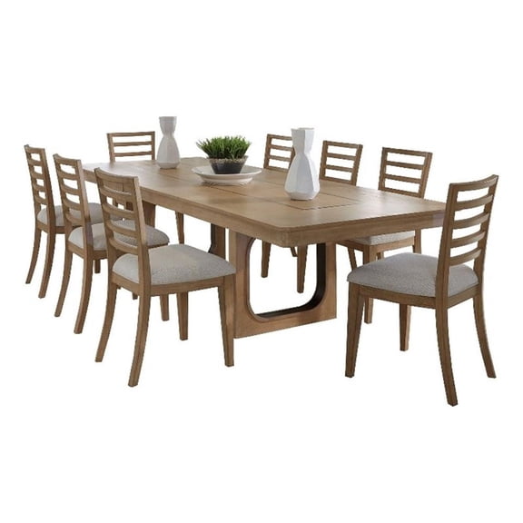 Pemberly Row Dining 84" Rectangular Table with 8 ladderback chairs