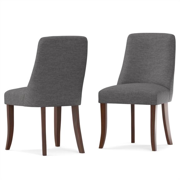 Pemberly Row Dining Chair Set of 2 Fabric Slate Gray with Curved Back