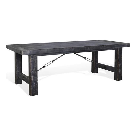 Pemberly Row Dining Table 2 Extension Leaves 86 to 122 Inch Black Mahogany Wood