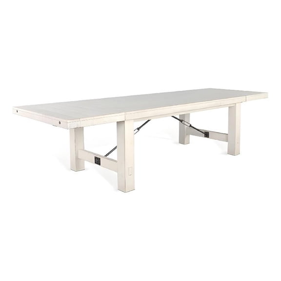 Pemberly Row Dining Table 2 Extension Leaves 86 to 122 Inch White Mahogany Wood
