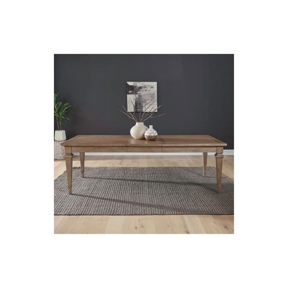 Pemberly Row Dining Table with 18" Leaf in Camel Beige Wood Finish